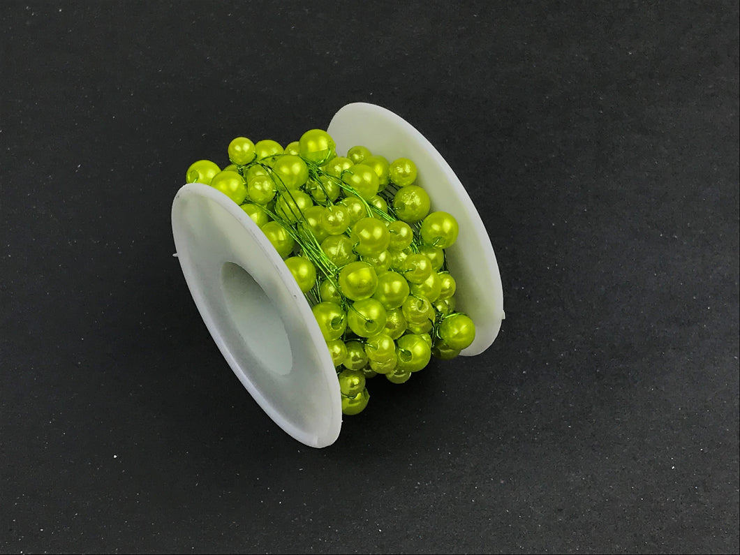 OASIS 6MM/8MM MIXED BEAD WIRE ON REEL X 8M (APPLE GREEN/GREEN)